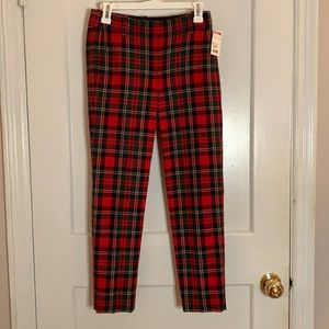 J Crew Red Plaid Pants